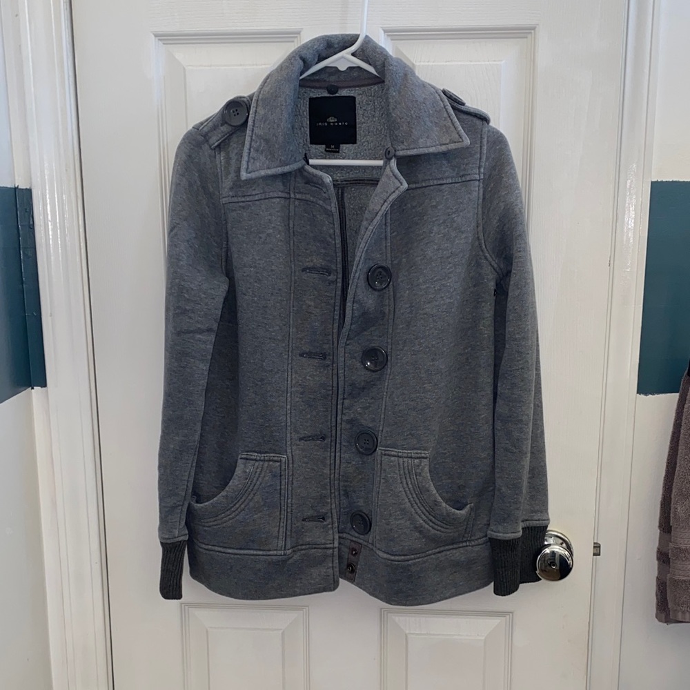 Iris Basic Gray Button-Up Jacket